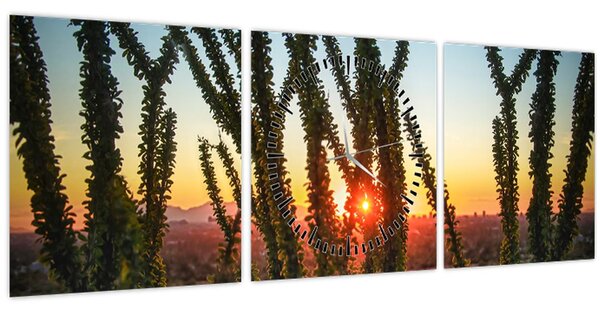 Tablou - Plante (cu ceas) (90x30 cm)