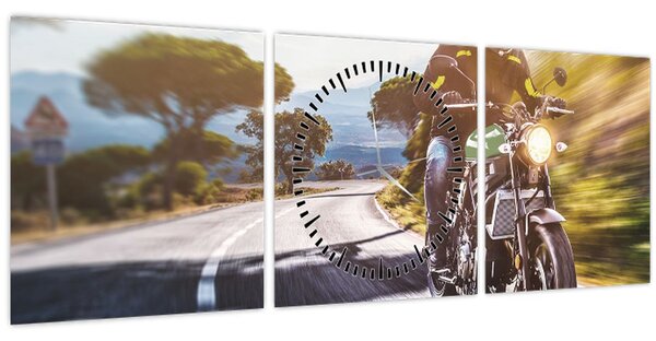 Tablou - Motociclist (cu ceas) (90x30 cm)