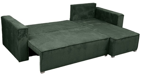 Canapea colt extensibila SMART COSARO verde inchis, cu colt bilateral + 2 perne CADOU