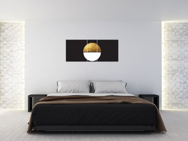 Tablou - Abstracție de aur și negru N⁰1 (120x50 cm)