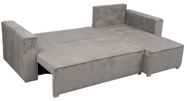 Canapea colt extensibila SMART COSARO gri deschis, cu colt bilateral + 2 perne CADOU