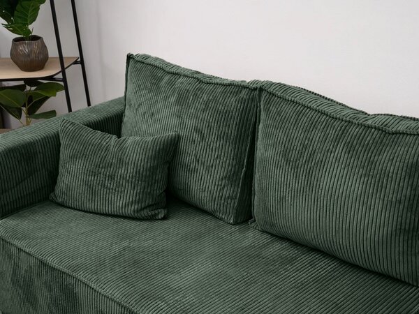 Canapea colt extensibila SMART COSARO verde inchis, cu colt bilateral + 2 perne CADOU