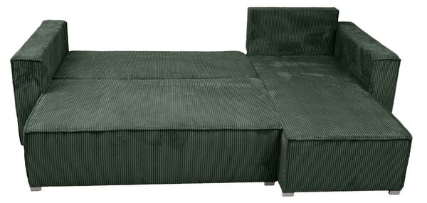 Canapea colt extensibila SMART COSARO verde inchis, cu colt bilateral + 2 perne CADOU