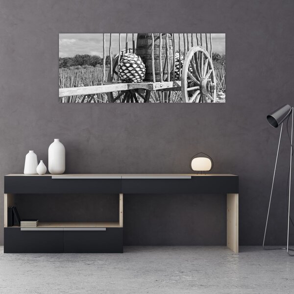 Tablou - Remorcă,alb-negru (120x50 cm)