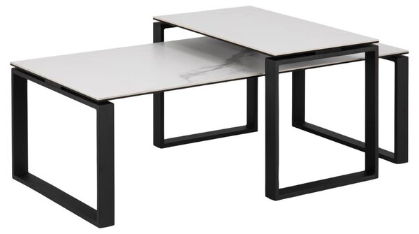 Set 2 piese Masute de cafea Katrine, Alb, 45x115x69 cm