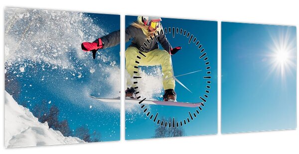 Tablou - Snowboarder (cu ceas) (90x30 cm)
