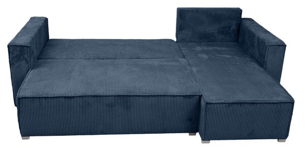 Canapea colt extensibila SMART COSARO albastru inchis, cu colt bilateral + 2 perne CADOU