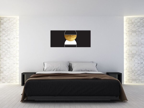 Tablou - Abstracție de aur și negru N⁰2 (120x50 cm)