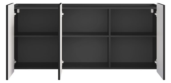 Comodă suspendată Malmi 150 cm cu trei uși - negru mat / negru