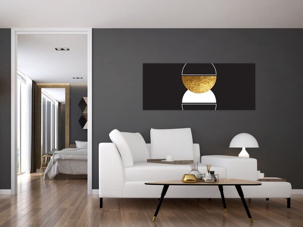 Tablou - Abstracție de aur și negru N⁰2 (120x50 cm)