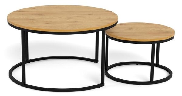 Set 2 piese Masute de cafea Spiro, Natural, 44.5x80x80 cm