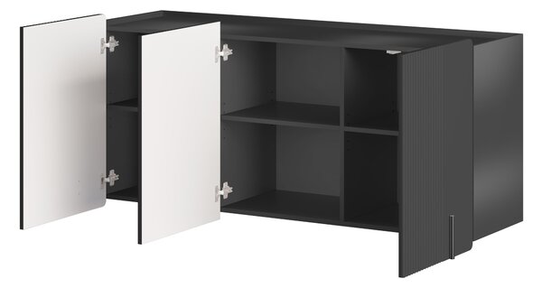 Comodă suspendată Malmi 150 cm cu trei uși - negru mat / negru