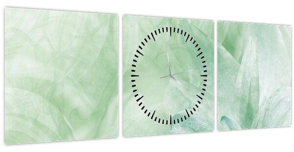 Tablou - Floare verde (cu ceas) (90x30 cm)
