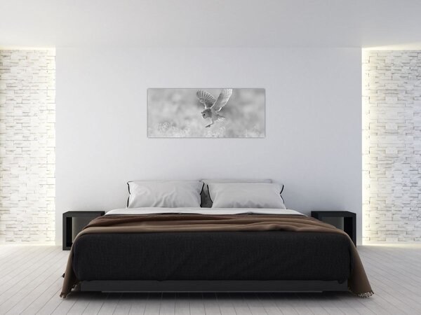 Tablou - Bufniță,alb-negru (120x50 cm)