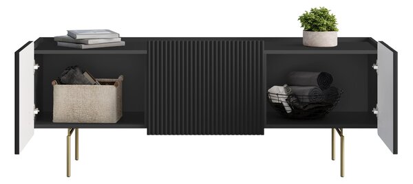 Dulap TV Malmi 150 cm - negru mat / picioare aurii