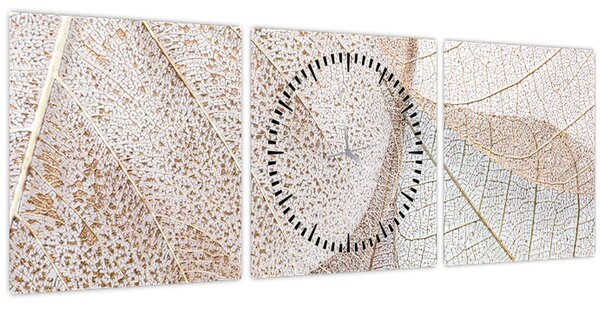 Tablou - Frunze bej (cu ceas) (90x30 cm)