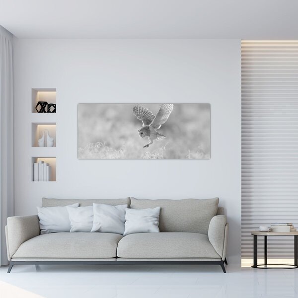 Tablou - Bufniță,alb-negru (120x50 cm)
