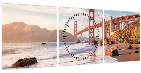 Tablou - Golden Gate Bridge (cu ceas) (90x30 cm)