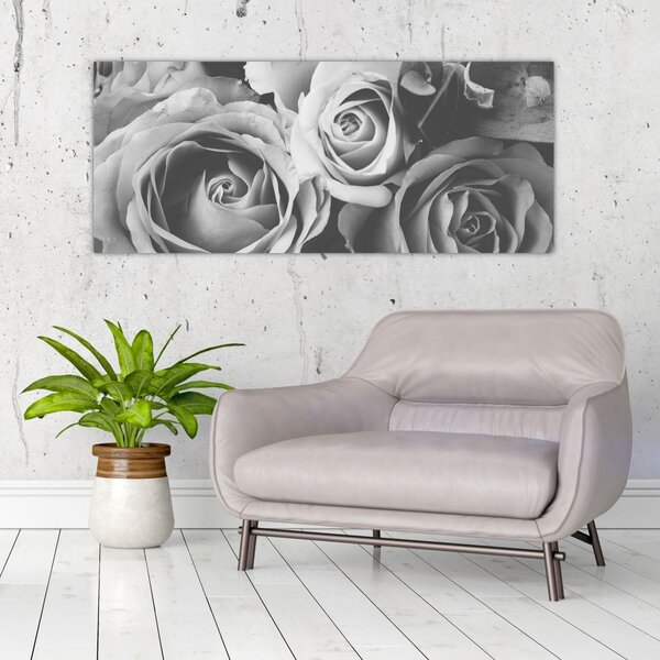 Tablou - Trandafir,alb-negru (120x50 cm)