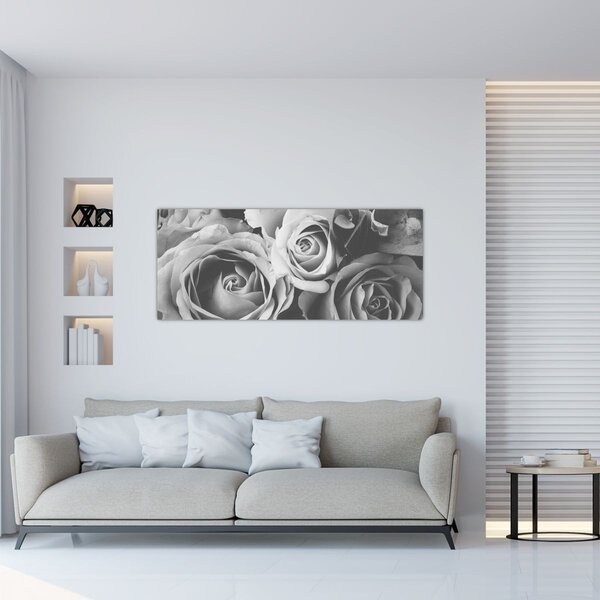 Tablou - Trandafir,alb-negru (120x50 cm)
