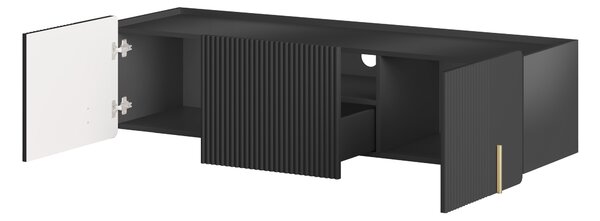Dulap TV Malmi 150 cm suspendată - negru mat / auriu