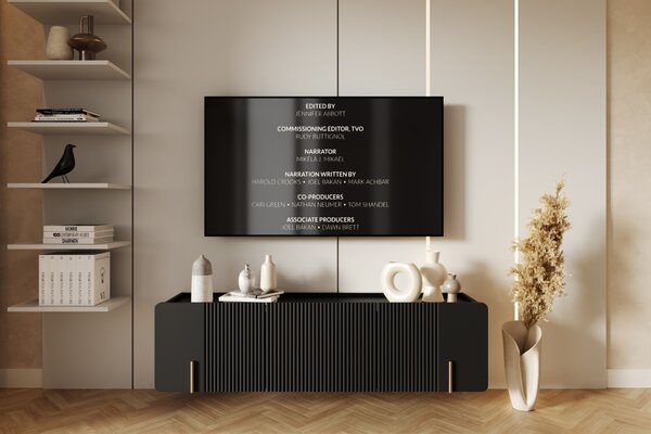 Dulap TV Malmi 150 cm suspendată - negru mat / auriu