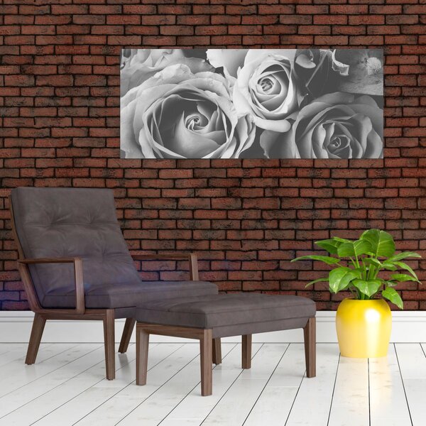 Tablou - Trandafir,alb-negru (120x50 cm)
