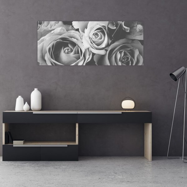Tablou - Trandafir,alb-negru (120x50 cm)
