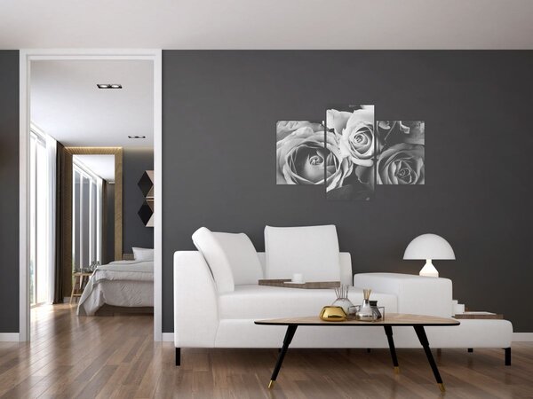 Tablou - Trandafir,alb-negru (90x60 cm)
