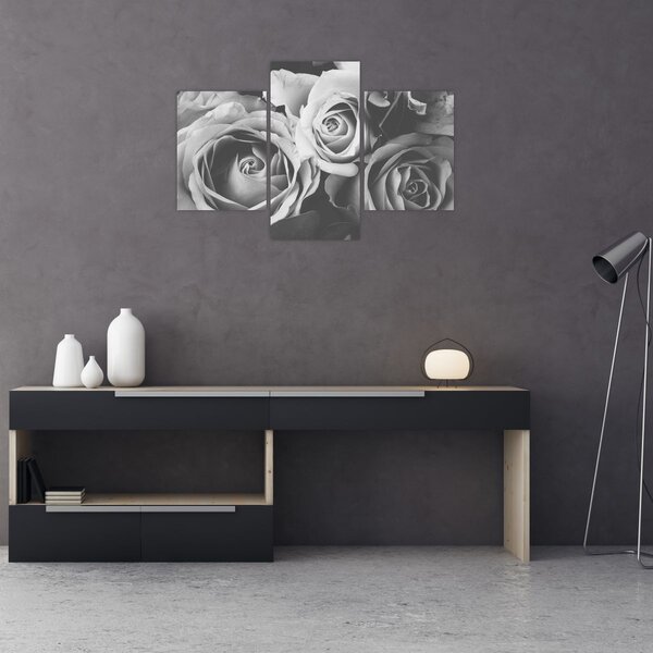 Tablou - Trandafir,alb-negru (90x60 cm)
