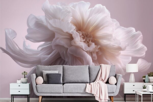 Tapet Floare din mătase voluminoasă, în nuanțe delicate de roz și bej, Fototapet Flori, w09809 : Uwalls.ro