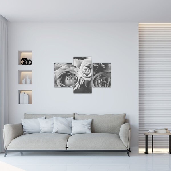 Tablou - Trandafir,alb-negru (90x60 cm)