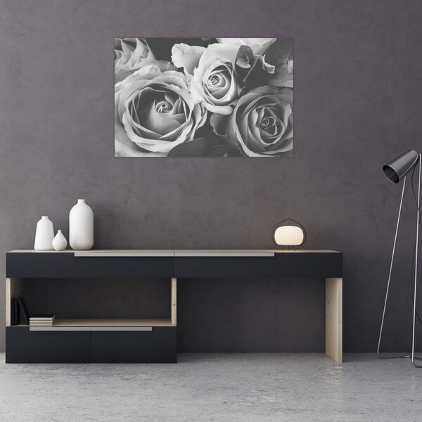 Tablou - Trandafir,alb-negru (90x60 cm)
