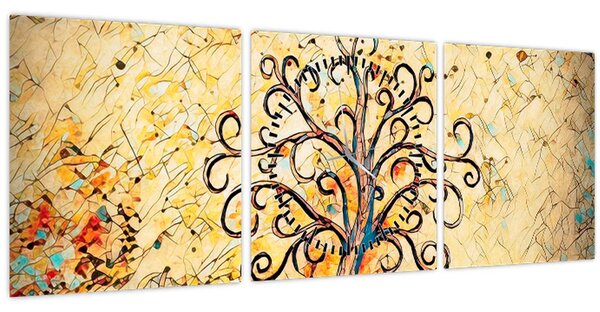 Tablou - Copacul vieții mozaic (cu ceas) (90x30 cm)