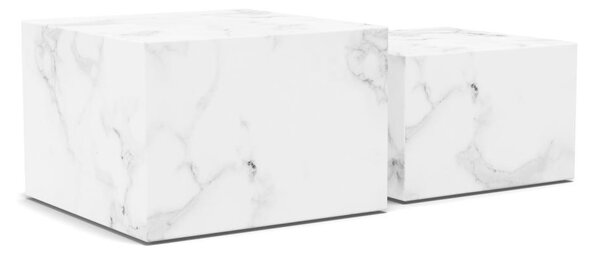 Set 2 piese Masute de cafea Dice V1, Alb, 40x58x58 cm