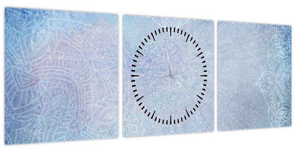 Tablou - Mandala in albastru (cu ceas) (90x30 cm)