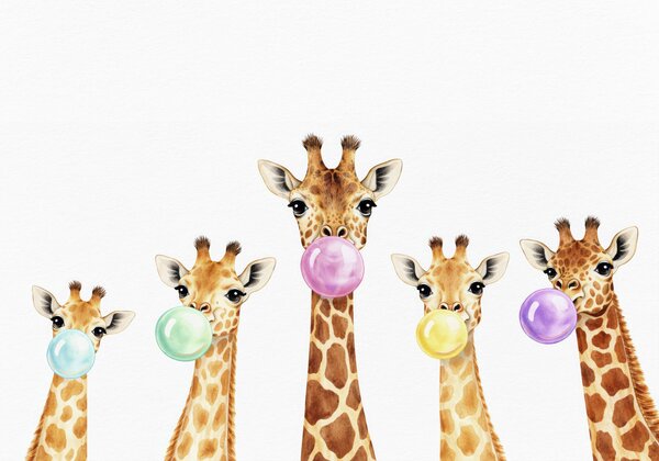 Tapet Girafe cu gumă de mestecat, Fototapet Animale, w05492 : Uwalls.ro