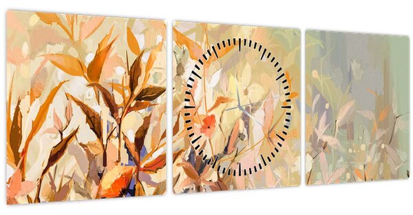 Tablou - Plante pictate (cu ceas) (90x30 cm)