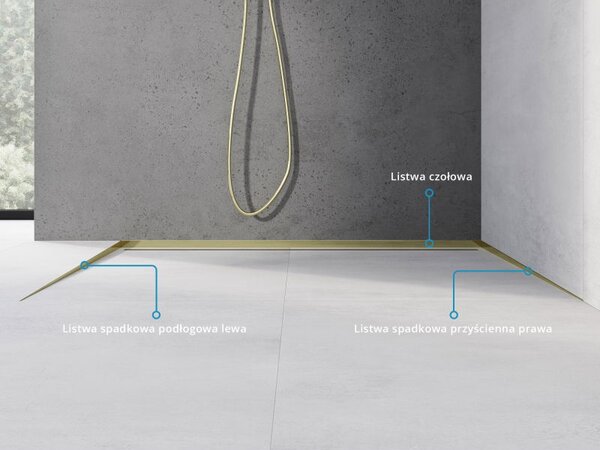 Mexen Line-B șină de pantă pentru podea 120 cm stânga, aurie - 185001120L