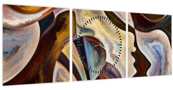 Tablou - Abstractizarea capetelor (cu ceas) (90x30 cm)