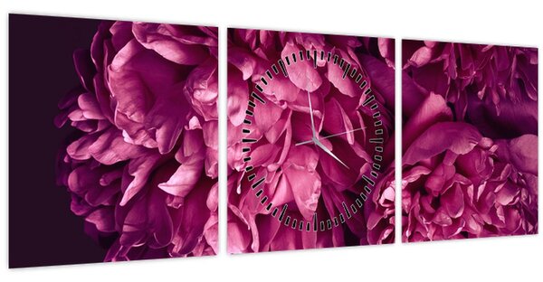 Tablou - Floarea bujorului (cu ceas) (90x30 cm)