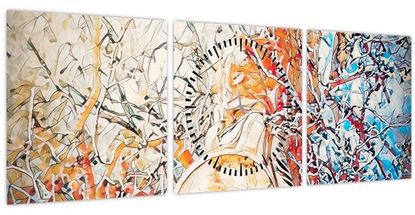 Tablou - Abstract mozaic (cu ceas) (90x30 cm)