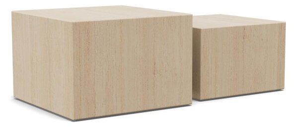 Set 2 piese Masute de cafea Dice, Travertin, 40x58x58 cm