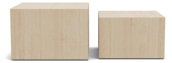Set 2 piese Masute de cafea Dice, Travertin, 40x58x58 cm