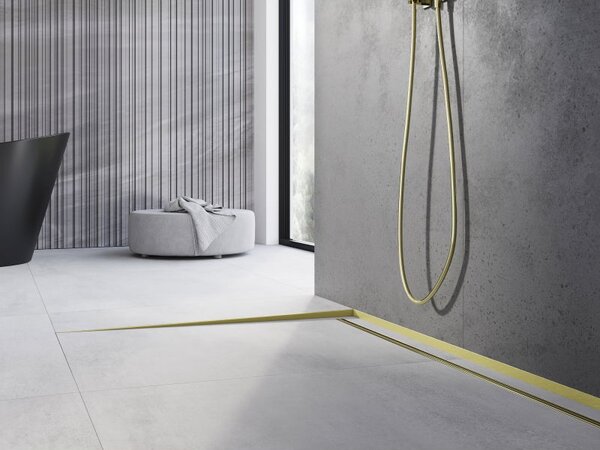 Mexen Line-B șină de scurgere pentru podea 120 cm stânga, aurie periată - 185501120L