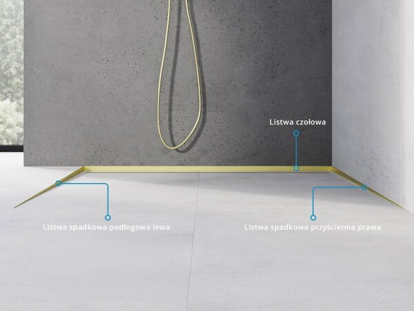 Mexen Line-B șină de scurgere pentru podea 120 cm stânga, aurie periată - 185501120L