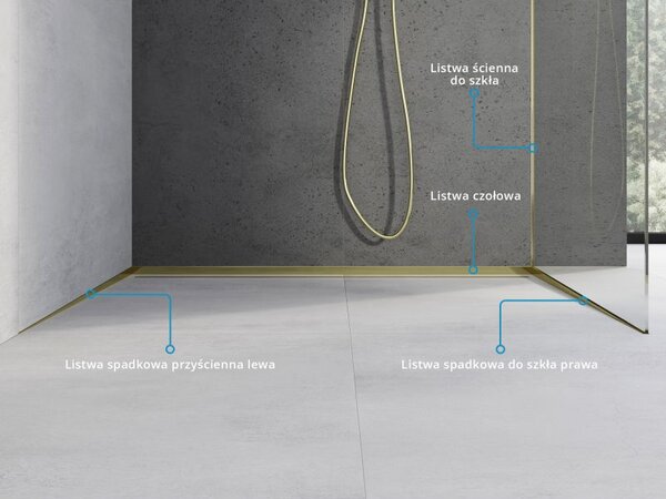 Mexen Line-B listă înclinată de perete de 120 cm stânga, aurie - 185002120L