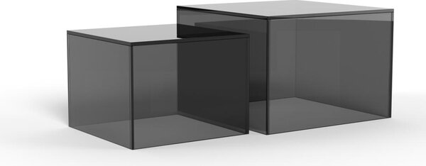 Set 2 piese Masute de cafea Dice, Gri, 35x50x50 cm