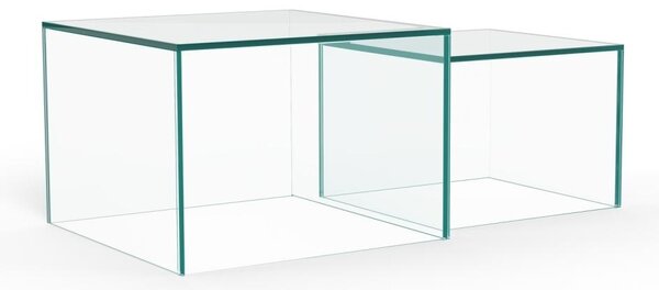 Set 2 piese Masute de cafea Dice, Transparent, 35x50x50 cm