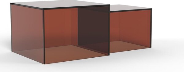Set 2 piese Masute de cafea Dice, Maro, 35x50x50 cm